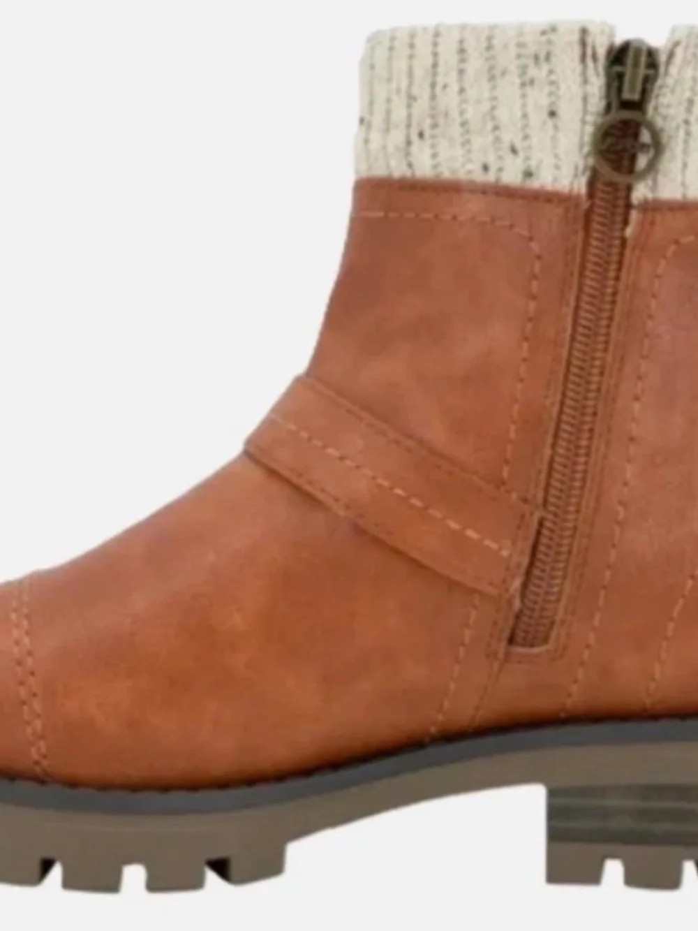 New JSport Violet Boots Women's Brown Zip Knit Cuff Memory Foam Ankle Bootie